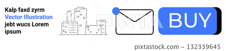 Buildings, envelope, and buy button with text. Ideal for e-commerce, communication, business, online shopping, marketing, email, web design Landing page Buildings, envelope, and buy button with text. Ideal for e-commerce, communication, business, online shopping, marketing, email, web design Landing page 132339645