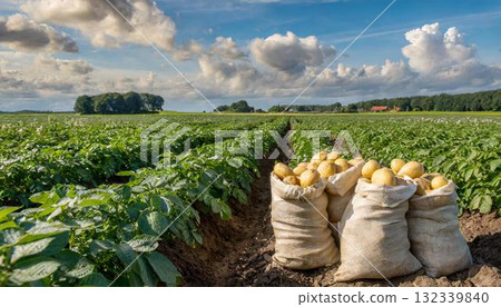 potato field on the background 132339840