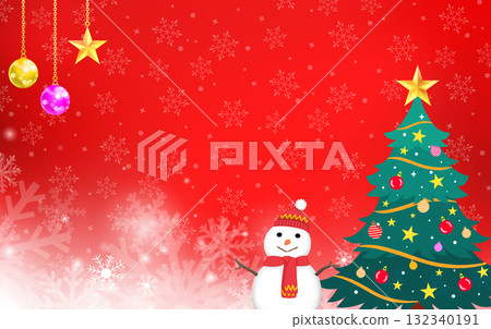 聖誕框架背景：雪人與聖誕樹 132340191