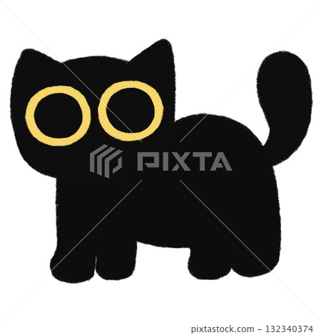 Cute Black Cat Staring Eyes 132340374