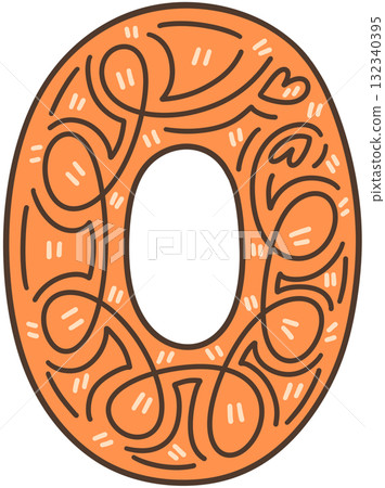 Number 0 - Ornamental Hand-Drawn Number Style 132340395