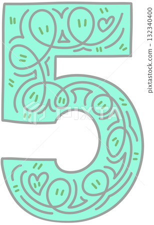 Number 5 - Ornamental Hand-Drawn Number Style 132340400