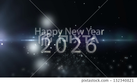New year 2026, beautiful background, new year celebration. Animated text that says Happy New Year 2026. 3D Illustration. 132340821
