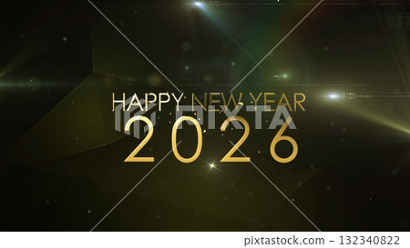 New year 2026, beautiful background, New Year celebration. Animated text that says Happy New Year 2026. Celebration to welcome the new year. 3D Illustration. 132340822