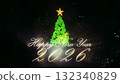 3d Christmas tree and light particles on black background. New Year 2026 background. Motion design, modern animated live image. New Year spirits and mood. 3D Illustration. 132340829