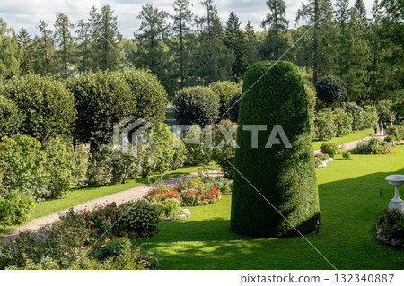 Exploring the lush gardens of Catherine Palace in Tsarskoye Selo during a sunny day Exploring the lush gardens of Catherine Palace in Tsarskoye Selo during a sunny day 132340887