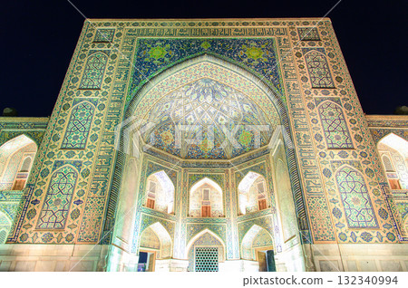 Beautiful night view of Registan Square in Samarkand, Uzbekistan Beautiful night view of Registan Square in Samarkand, Uzbekistan 132340994