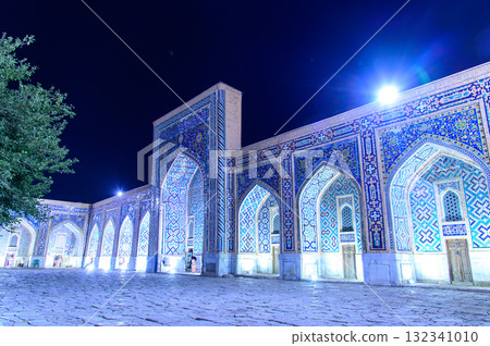 Beautiful night view of Registan Square in Samarkand, Uzbekistan Beautiful night view of Registan Square in Samarkand, Uzbekistan 132341010