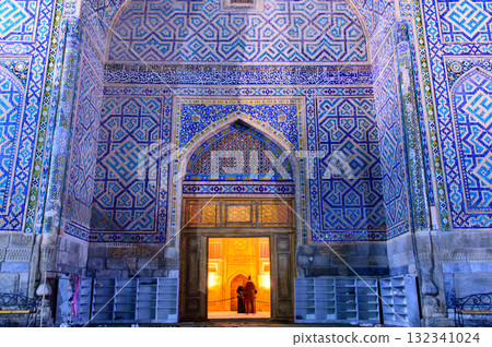 Beautiful night view of Registan Square in Samarkand, Uzbekistan 132341024