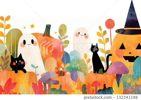 Pumpkin, Black Cat and Ghost Party 132341198