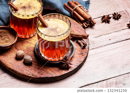 Hot Buttered Rum Drink 132341230