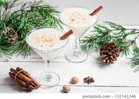 Eggnog Martini or Brandy Alexander cocktail for Christmas 132341246