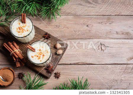 Eggnog Christmas cocktail drink Eggnog Christmas cocktail drink 132341305