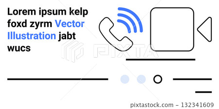 Phone icon, video camera icon, text, and design elements. Ideal for communications, contact, support, tech, telecommunication services, customer service, and networking themes Landing page Phone icon, video camera icon, text, and design elements. Ideal for communications, contact, support, tech, telecommunication services, customer service, and networking themes Landing page 132341609