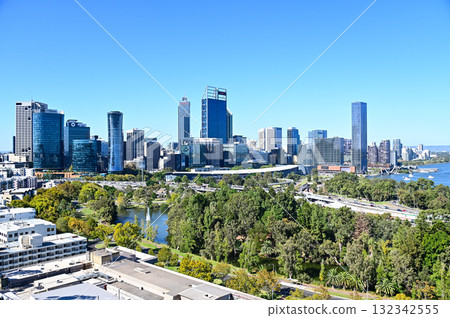 The beautiful cityscape of Perth, said to be the most beautiful city in the world, seen from Kings Park The beautiful cityscape of Perth, said to be the most beautiful city in the world, seen from Kings Park 132342555