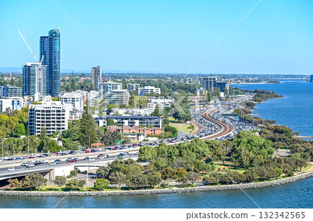 The beautiful cityscape of Perth, said to be the most beautiful city in the world, seen from Kings Park The beautiful cityscape of Perth, said to be the most beautiful city in the world, seen from Kings Park 132342565