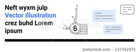 Bitcoin symbol connected to circuits with blue and white chat bubbles and black text blocks. Ideal for cryptocurrency, fintech, blockchain, digital communication, online transactions, technology Bitcoin symbol connected to circuits with blue and white chat bubbles and black text blocks. Ideal for cryptocurrency, fintech, blockchain, digital communication, online transactions, technology 132342875