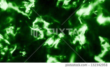 CG effect background of green glowing magic smoke. Mysterious and mysterious light illustration 132342958