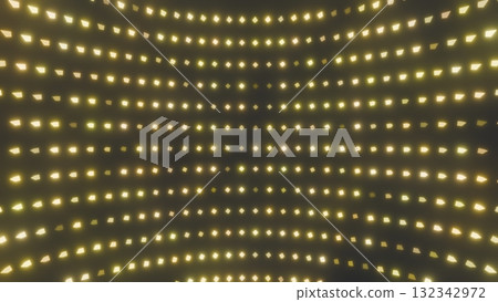 CG effect background of stage lighting with countless yellow light dots. Illustration of a luxurious LED live performance 132342972