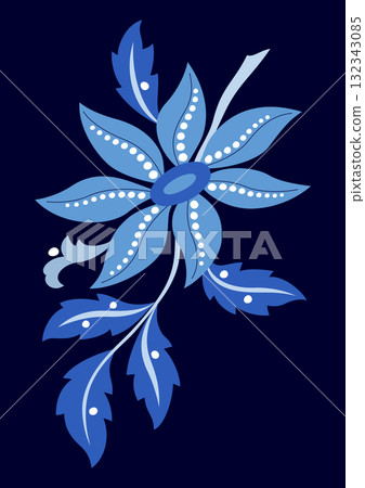 Shades of blue flower greeting card design 132343085