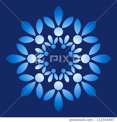 winter abstract snowflake on dark blue background 132343097