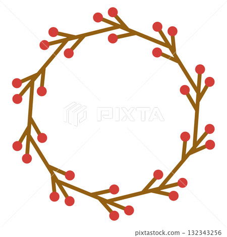 樹枝和紅色漿果框架 132343256