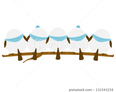 A back view of a long-tailed tit wearing a scarf 132343258