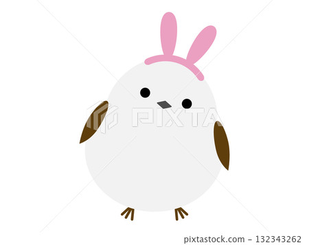 一隻戴著兔耳朵的長尾山雀 132343262