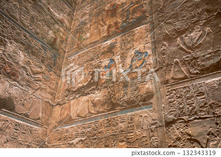 Ancient Wall Carvings at Temple of Luxor Night Tour. 132343319