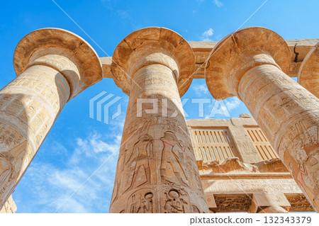 Great Hypostyle Hall Papyrus Columns at Karnak Temple Luxor Egypt 132343379