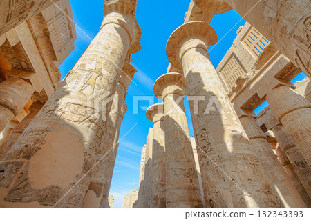 Great Hypostyle Hall Papyrus Columns at Karnak Temple Luxor Egypt 132343393