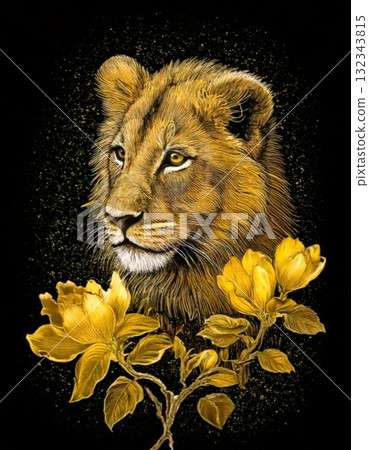 portrait of a lion portrait of a lion 132343815