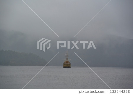 Storms occur on Lake Ashi and the Hakone Pirate Ship in Kanagawa Storms occur on Lake Ashi and the Hakone Pirate Ship in Kanagawa 132344238