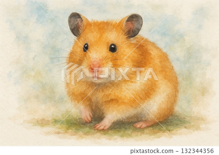 Golden hamster hamster watercolor painting 132344356