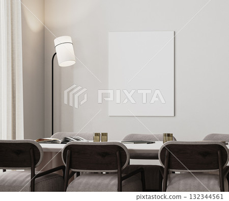 blank canvas in meeting room interior with long desk,modern chairs and floor lamp, 3d render blank canvas in meeting room interior with long desk,modern chairs and floor lamp, 3d render 132344561