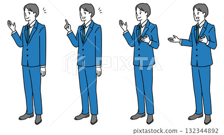 Illustration set of explaining businessman 132344892
