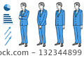 Illustration set of a young man in a suit standing 132344899