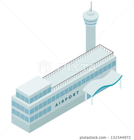 等軸測圖：機場和控制塔 132344972