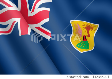 Turks and Caicos Islands waving flag 3d illustration Turks and Caicos Islands waving flag 3d illustration 132345001