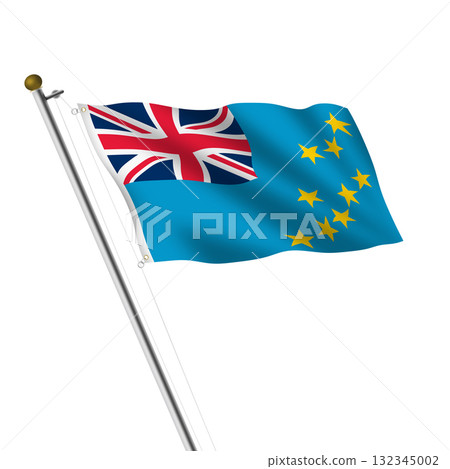 Tuvalu flagpole 3d illustration with clipping path Tuvalu flagpole 3d illustration with clipping path 132345002