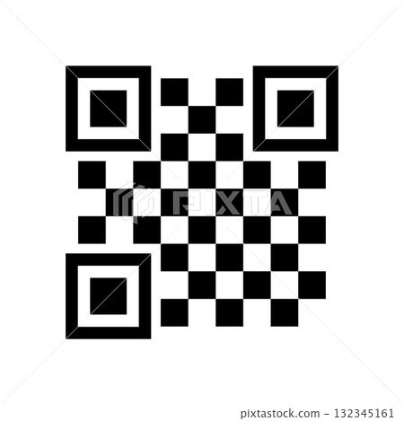 A simple, deformed QR code design - a dummy two-dimensional code with a white border. 132345161