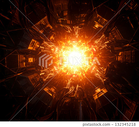 Illustration of a nuclear fusion reaction 132345218