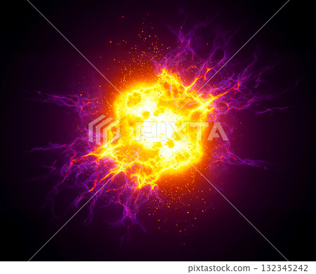 Illustration of a nuclear fusion reaction 132345242