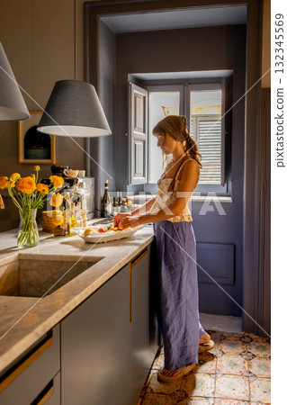 Cooking in a Sicilian Apartment Kitchen 132345569