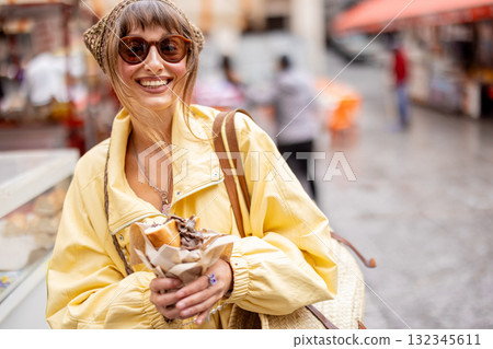 Woman Buying Pani ca Meusa in Palermo Woman Buying Pani ca Meusa in Palermo 132345611