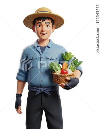 微笑的男人快樂耕作 132345783