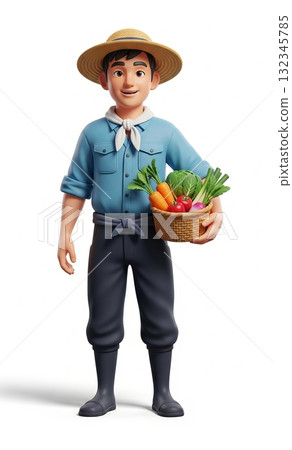 微笑的男人快樂耕作 132345785