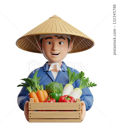 微笑的男人快樂耕作 132345786