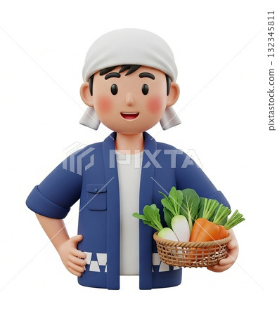 微笑的男人快樂耕作 132345811