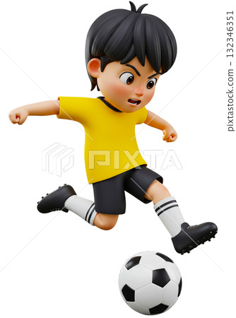 快樂的男孩踢足球 132346351
